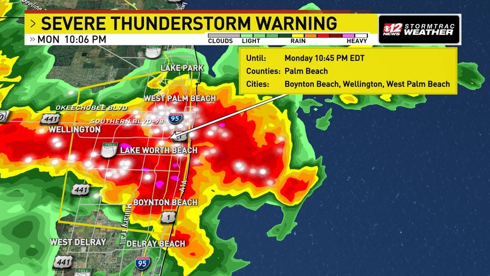 Severe Thunderstorm Warning for Palm Beach County