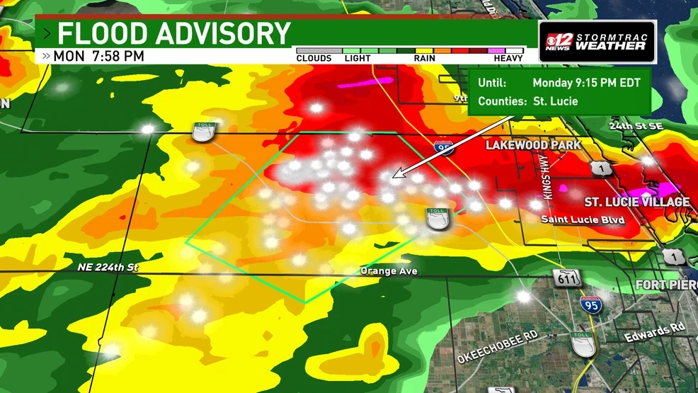 Flood Advisory in effect for Palm Beach County until 12;45 a.m.
