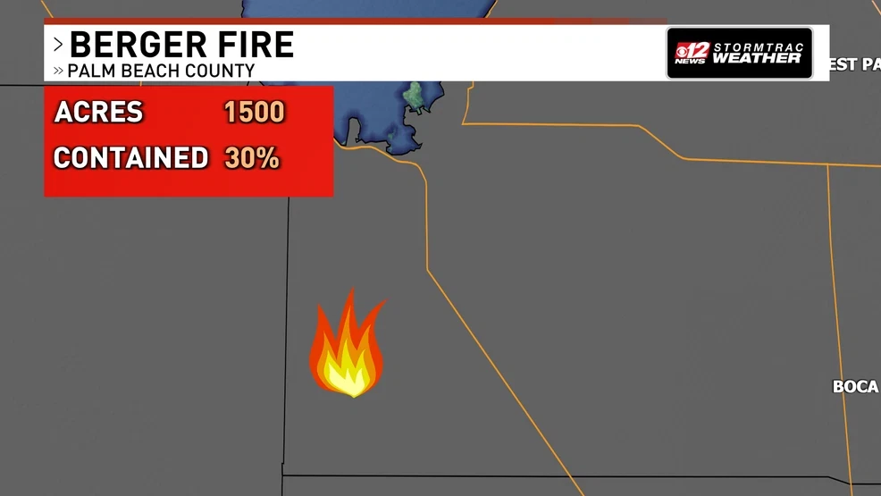 Berger Wildfire grows to 1,500 acres in western Palm Beach County